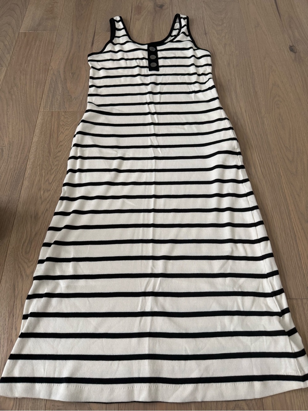 Black and White Striped Tank Maxi Dress